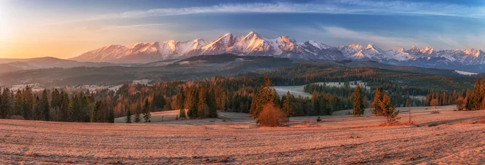 Meubelstickers Morning panorama of Tatra Mountains in early spring, Poland © tomeyk
