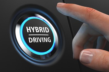 Button Hybrid Driving - Hand - obrazy, fototapety, plakaty