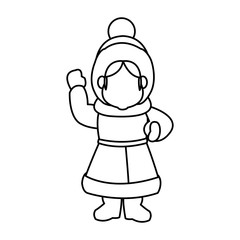 cartoon woman christmas song winter clothes vector illustration