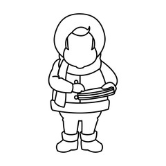 character man carols singer at a winter clothes vector illustration