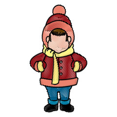 character man carols singer at a winter clothes vector illustration
