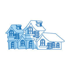 christmas houses covered with snow with chimney vector illustration