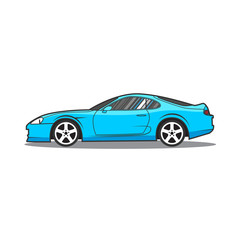 Plakat Vector blue sport car. Side view.
