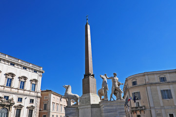 Roma, piazza del Quirinale - fontana e monumento dei Dioscuri