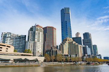 Obraz na płótnie Canvas Melbourne cityscape panorama with Yarra river view