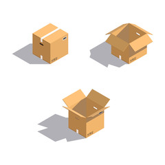 cardboard boxes on white background