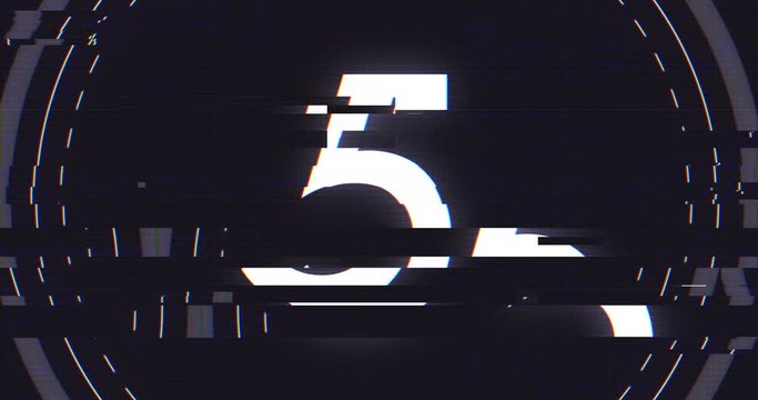 Abstract Digital Animation Countdown Numbers with Pixel Noise Glitch Error Video Damage 