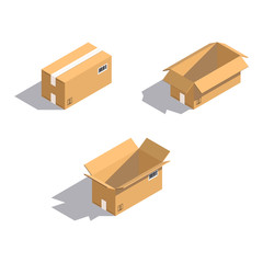 cardboard boxes on white background