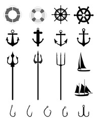 Set of Nautical Icons isolated on white background