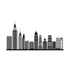 Naklejka premium city panoramic skyline view. urban architectural buildings. vector illustration