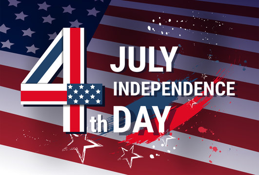 United States Flag Independence Day Holiday 4 July Banner Flat Vector Illustration