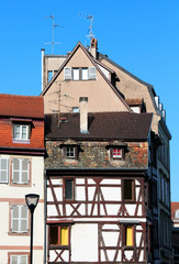 typical alsacian buildings in Strasbourg - France