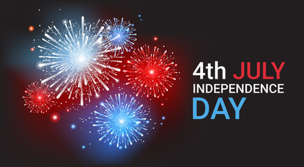 United States Independence Day Holiday 4 July Banner Greeting Card Flat Vector Illustration