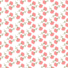 Colorful Flowers On White Background Seamless Pattern Vector Illustration