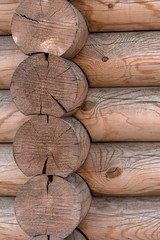 The wall of a wooden house from calibrated logs