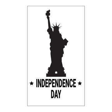 Silhouette Liberty Statue Independence Day Holiday 4 July Banner Vector Illustration