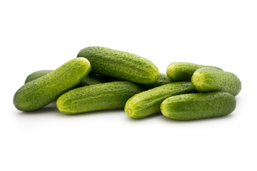 Eco cucumber on white background. Fresh vegetables.