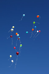 Balloons flying/ Balloons flying up into the sky