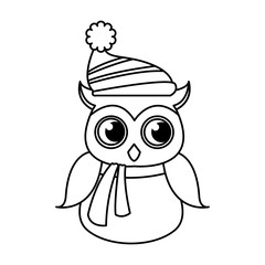 owl in christmas hat and scarf festive image vector illustration