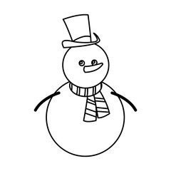 snowman christmas character winter hat scarf carrot vector illustration