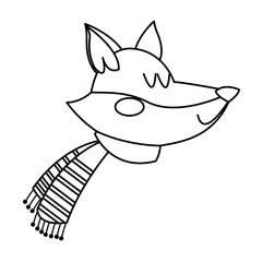 fox with a scarf. christmas animal celebration vector illustration