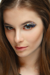 Obraz premium Close-up portrait of beauty model. Clean fresh face of pretty girl with natural makeup.