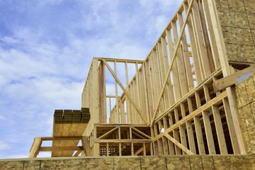 Obraz premium Wood frame homes under construction.