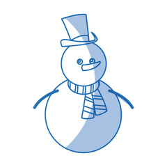 christman snowman character with hat and scarf festive vector illustration