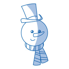 christman snowman character with hat and scarf festive vector illustration