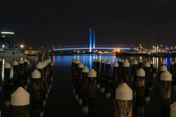Docklands Melbourne neighbourhood at night