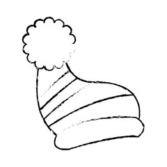winter knitted hat with pompon, sketch style winter accessory vector illustration