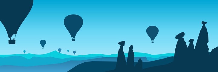 People who travel by balloon in the sky and nature view © tatoman