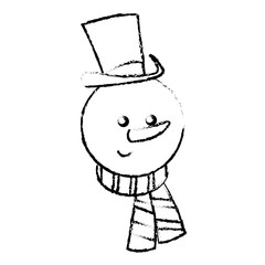 christman snowman character with hat and scarf festive vector illustration