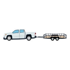 pickup truck and dump trailer work transport vector illustration © Jemastock
