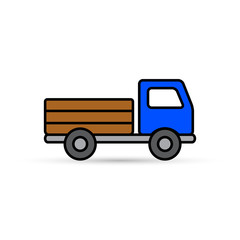 Truck color icon, vector isolated truck carcass delivery symbol.