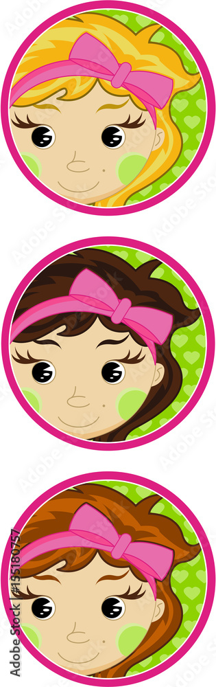 Sticker Cute Girls Face