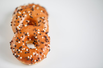 Lovely donuts on white background