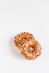 Lovely donuts on white background