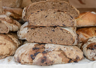 different types of bread closeup