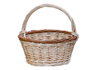 straw basket isolated on white background