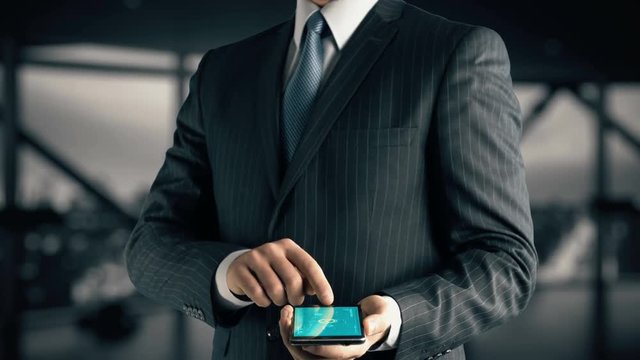 Businessman with Customer Service hologram concept