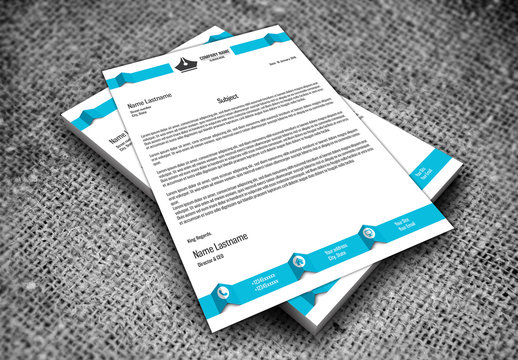 Blue and White Letterhead Layout