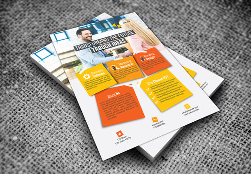 Business Flyer Layout with Handshake Imagery 