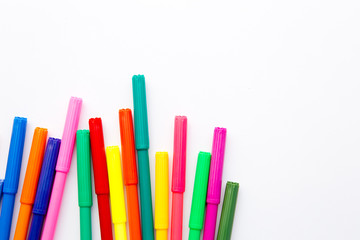 Art - colored pens on white background
