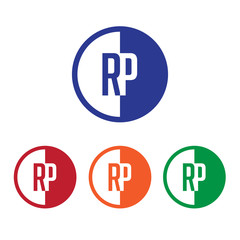 RP initial circle half logo blue,red,orange and green color