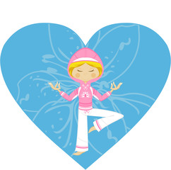 Obraz na płótnie Canvas Cartoon Heart Yoga Girl