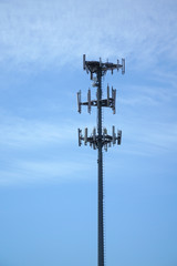 antenna on communication towers in sunny day
