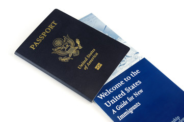 USA passport and immigration welcome letter