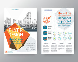 Abstract orange low polygon Brochure annual report cover Flyer Poster design Layout vector template in A4 size