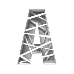Paper cut out font letter A 3D